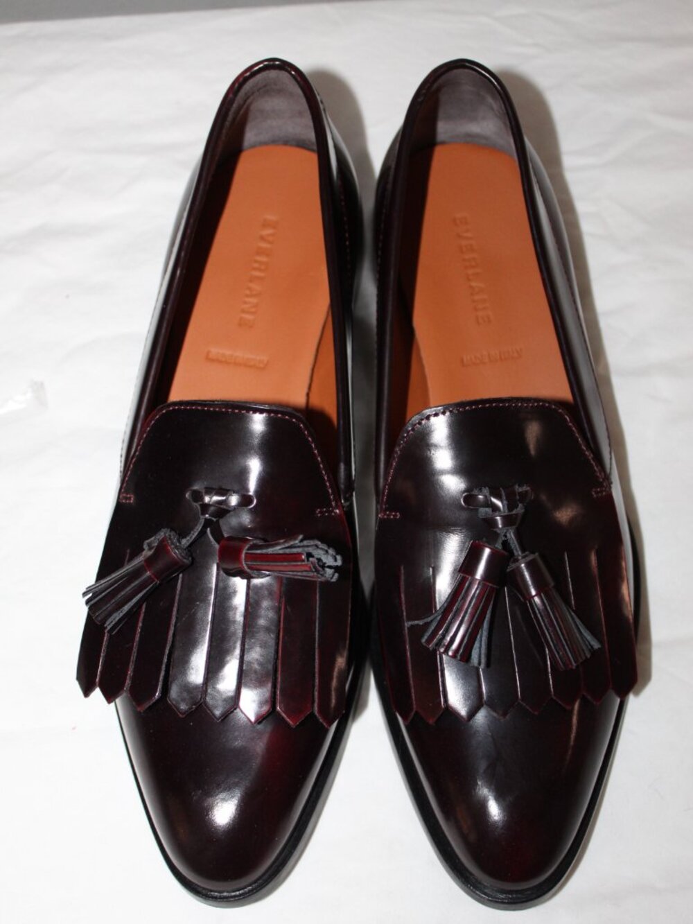 NWB Everlane Cordovan Tassel Fringe Loafers Flats Slip Ons Leather 9.5 - Picture 2 of 8